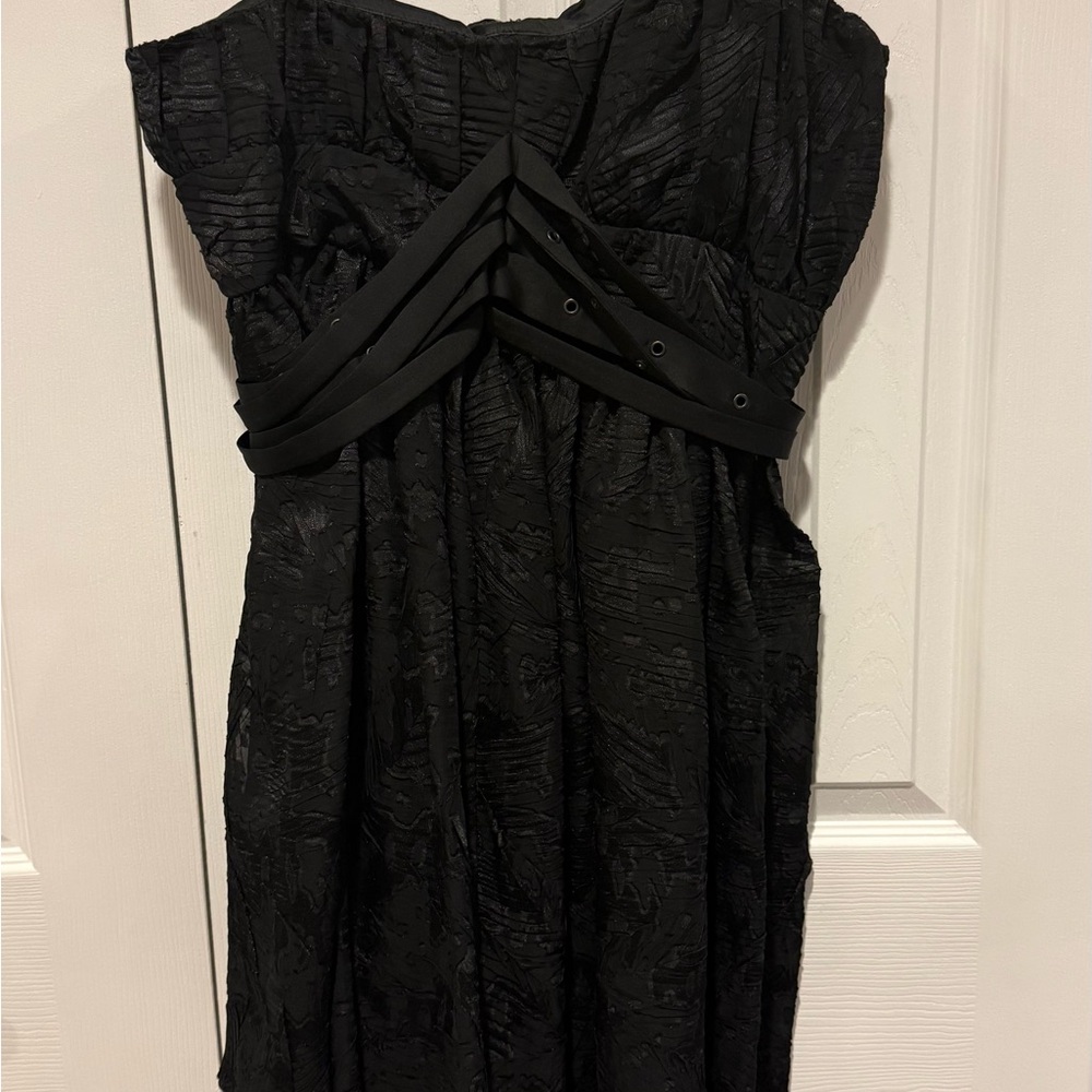 BCBGeneration Strapless Textured Black Dress